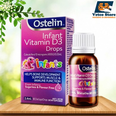 Chai bổ sung Vitamin D3 Ostelin dạng giọt 2.4ml (0 tháng - 12 tuổi)